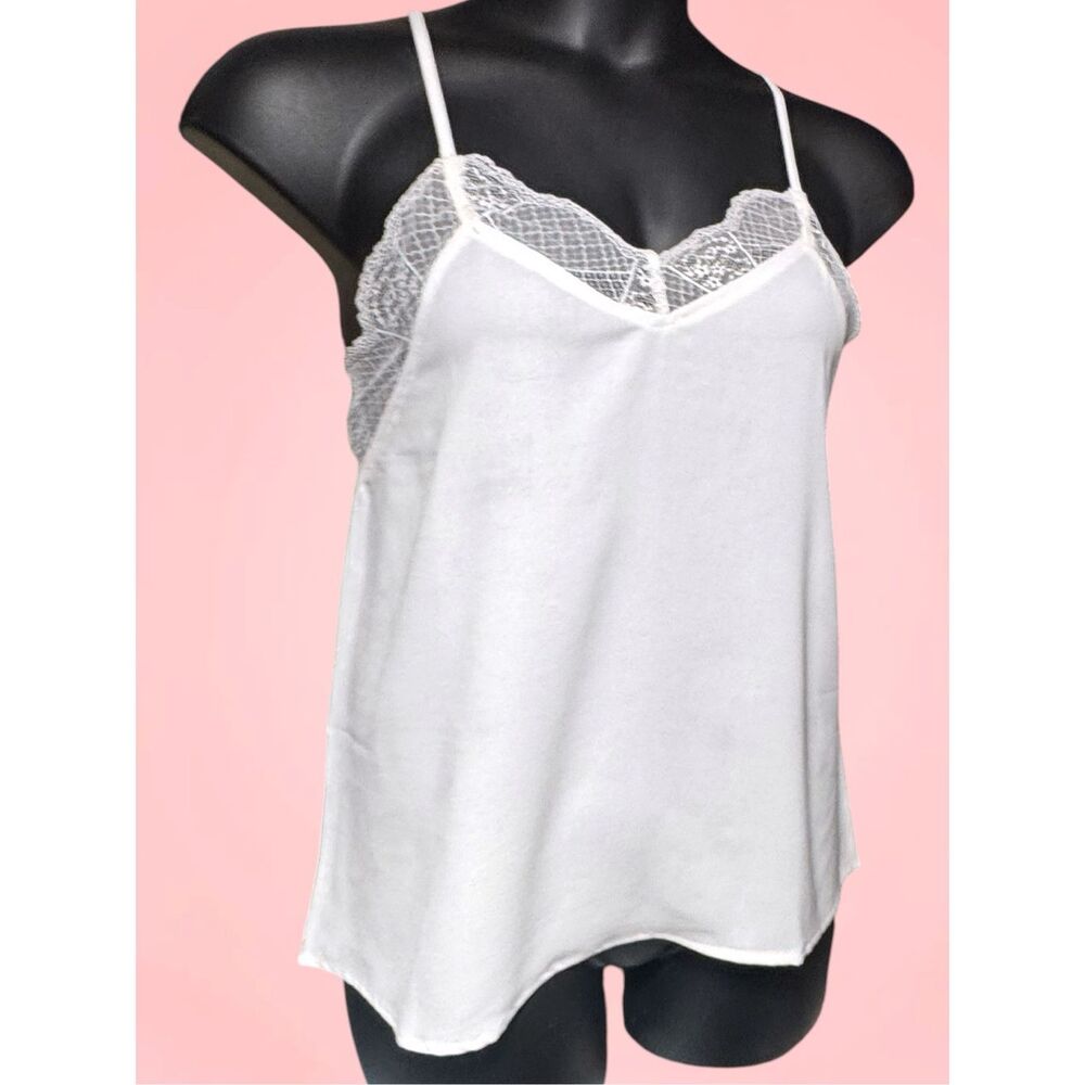 BiBi White Lace Trim Cami Tank Top Racerback Layering Basic Camisole NWT - Picture 12 of 14